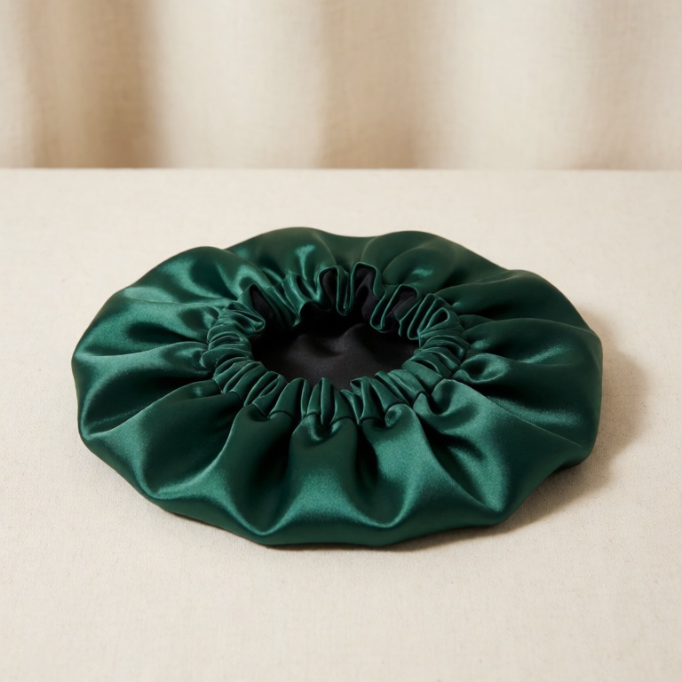 Satin-Bonnet in Grün